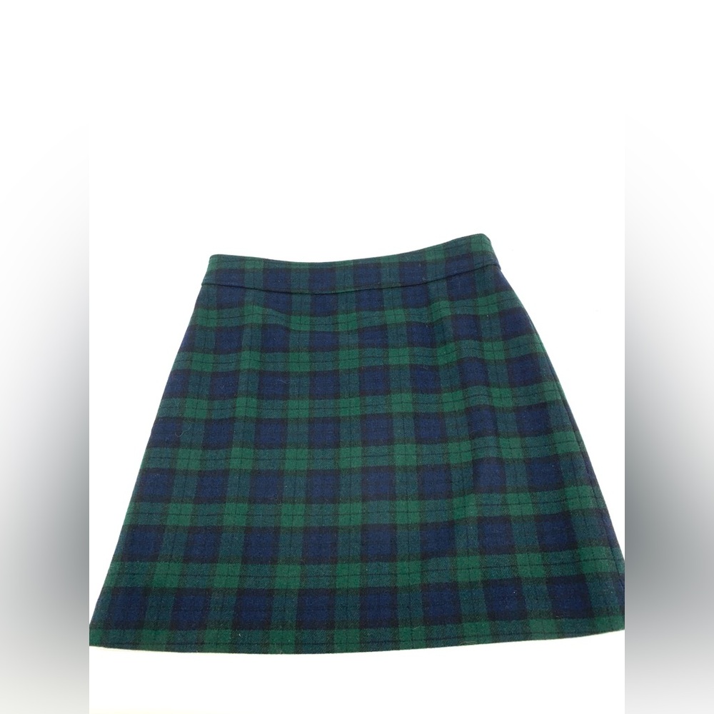 J. Crew Navy Blue and Dark Green A-Line Tartan Skirt Size 10 - Picture 2 of 9